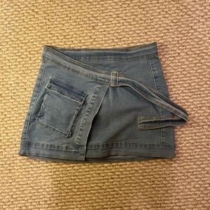 Denim Cargo Mini Skirt